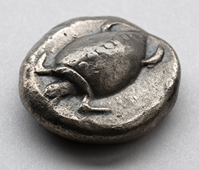 Turtle silver stater of Aegina, ca. 510-485 BCE. NG.1993.8.1. Collection of Nickle Galleries, University of Calgary. Photograph: Dave Brown.