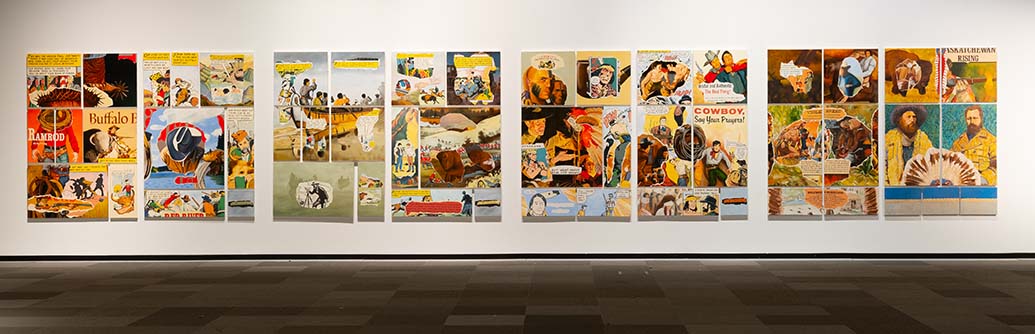 David Garneau, How the West Was…, 1997-2003, Oil on canvas, Collection of Glenbow, Calgary AB. Image: Andy Nichols, LCR Photoservices.